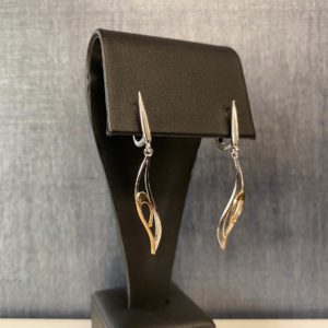 Rose and White Gold Dangle Earrings
