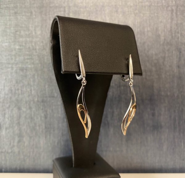 Rose and White Gold Dangle Earrings