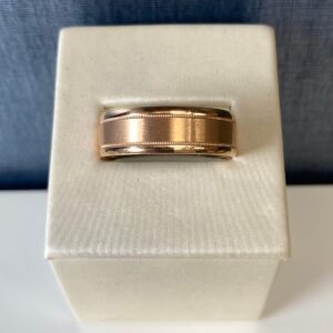 14krw-G01742 Rose Gold Ring with Milgrain Detail