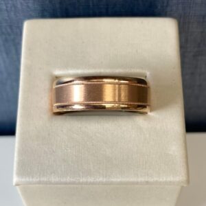 14krw-G01742 Rose Gold Ring with Milgrain Detail