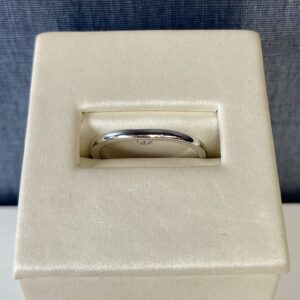 White Gold Wedding Band with Hidden Diamond