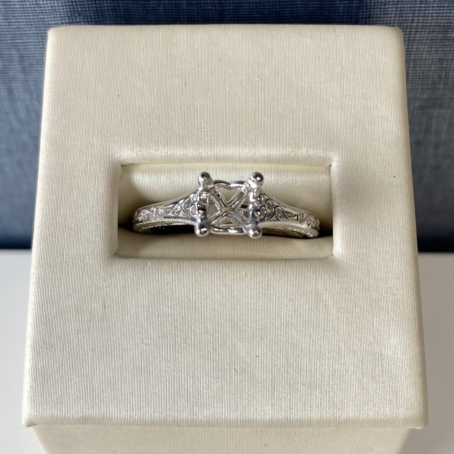 Filigree White Gold Engagement Ring