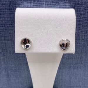 Curved Disc Studs in White Gold