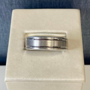 Brushed White Gold Gent's Band