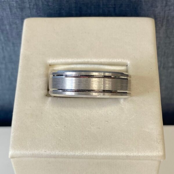 Brushed White Gold Gent's Band