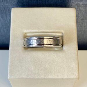 Hammered White Gold Gent's Band