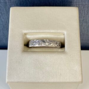 White Gold Diamond and Floral Wedding Band