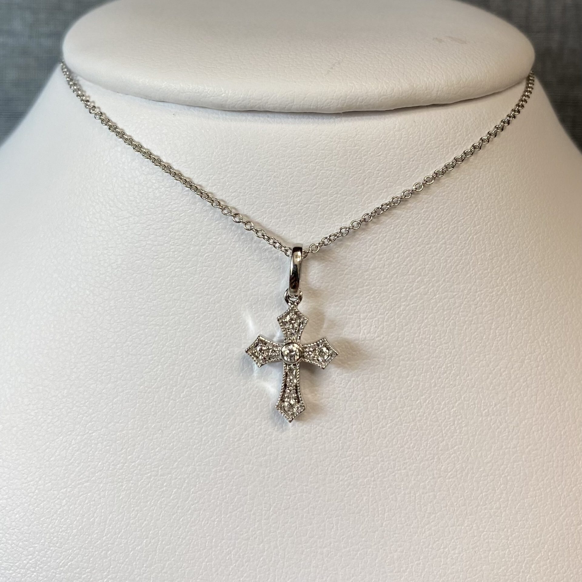 Diamond Cross White Gold Necklace