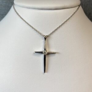 Diamond Cross White Gold Necklace