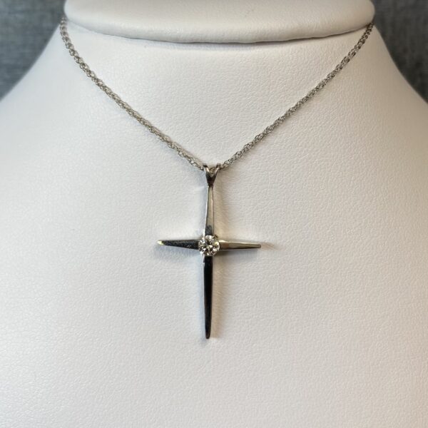 Diamond Cross White Gold Necklace