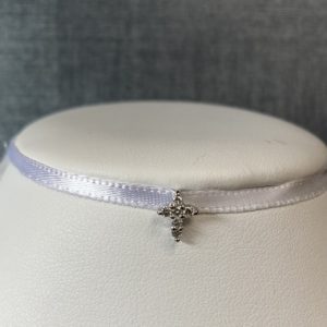 Small Diamond Cross White Gold Necklace