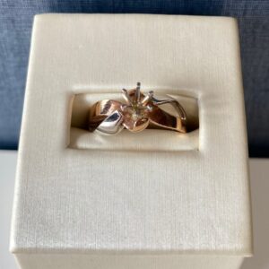Two Tone White and Rose Twisted Engagement Solitaire