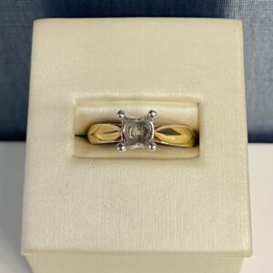 Knife Edge Two Tone Solitaire Engagement Ring