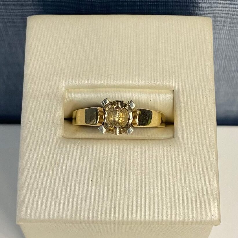 Yellow Gold Engagement Ring with Hidden Diamonds
