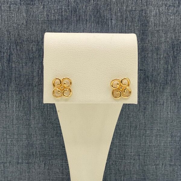 Floral Swirl Yellow Gold Studs