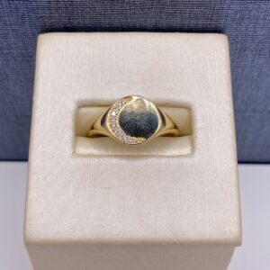Engravable Crescent Diamond Ring
