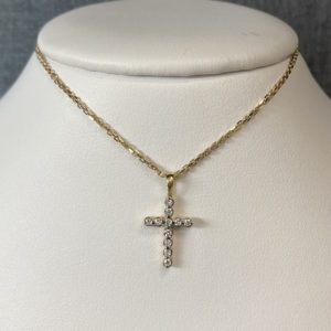 Diamond Cross Pendant in 14k Yellow Gold