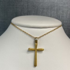 Diamond Cross Yellow Gold Necklace