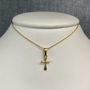 Small Yellow Gold Cross Necklace