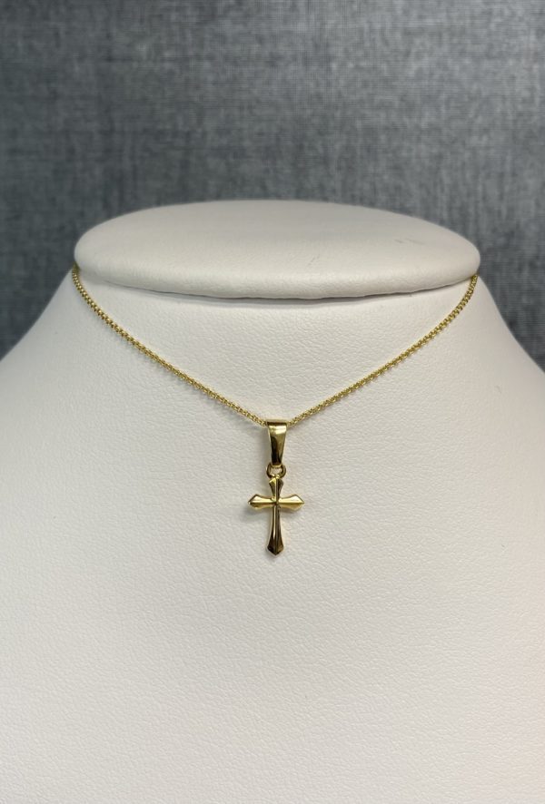 Small Yellow Gold Cross Necklace
