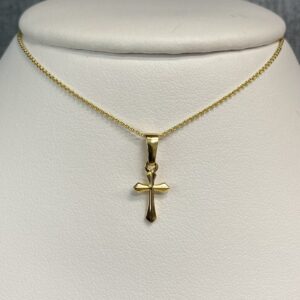 Small Yellow Gold Cross Necklace