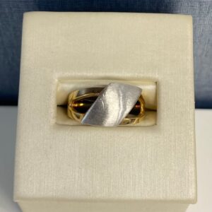Two Tone Wedding Band with Brushed Detail