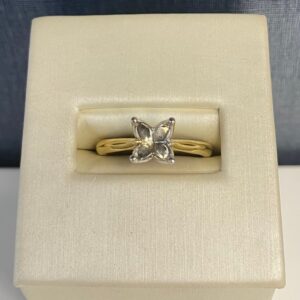 Two Tone Tulip Head Solitaire Engagement Ring