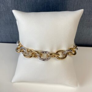 18k-N04391 Two Tone Gold and Silver Bracelet