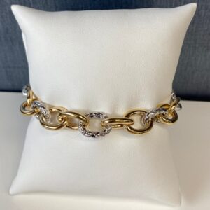 18k-N04391 Two Tone Gold and Silver Bracelet