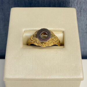 Two Tone Solitaire Engagement Ring with Engraved Detail