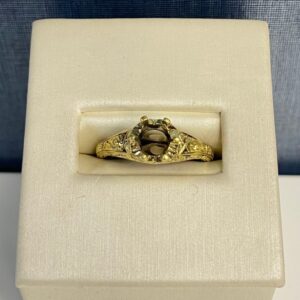 Yellow Gold Solitaire Engagement Ring with Engraved Detail