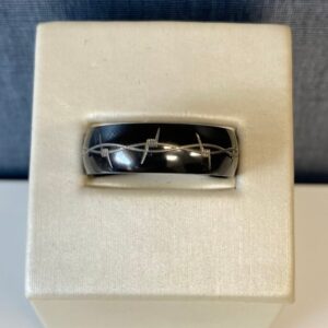Zirconium Ring with Barbed Wire Detail