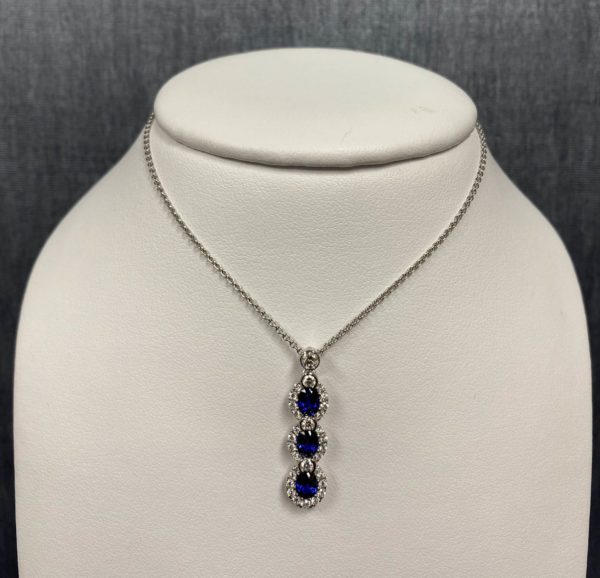 Sapphire and Diamond White Gold Necklace