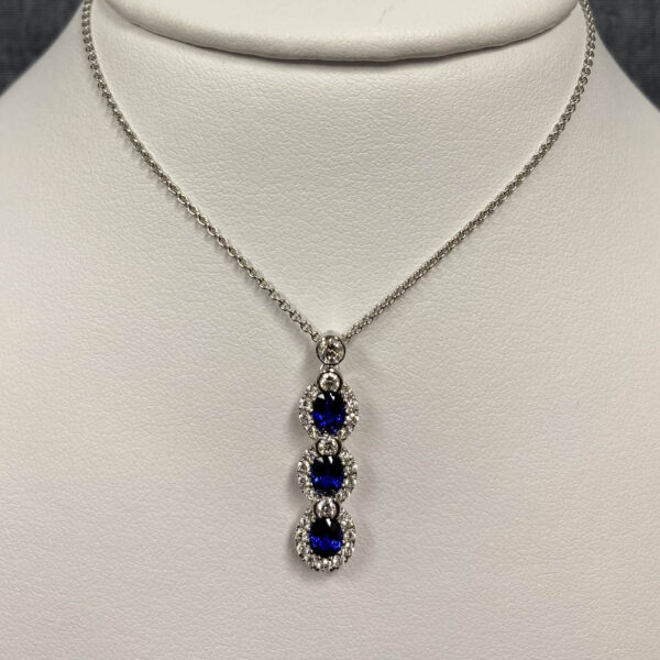 Sapphire and Diamond White Gold Necklace