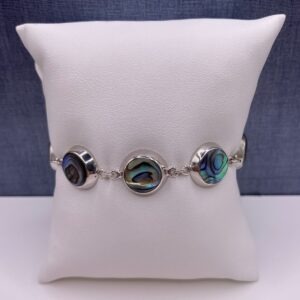Bezel Set Abalone Bracelet in Silver