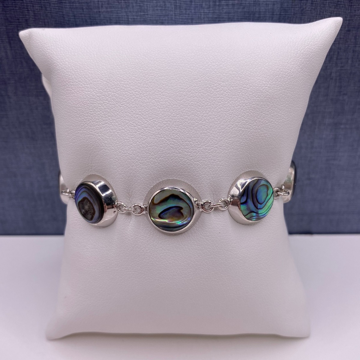 Bezel Set Abalone Bracelet in Silver