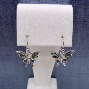 Silver and Abalone Butterfly Earrings