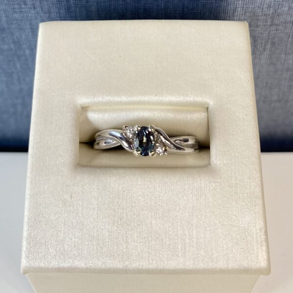 Alexandrite and Diamond White Gold Ring