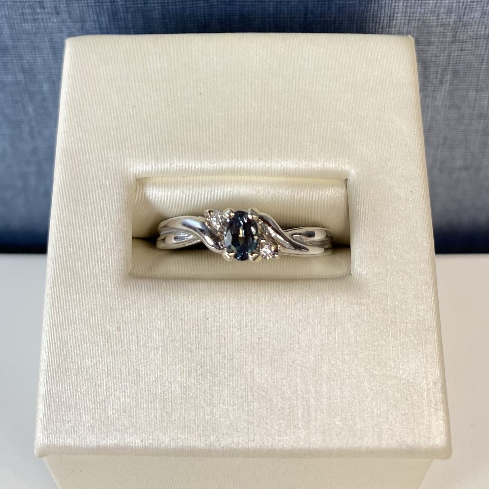 Alexandrite and Diamond White Gold Ring