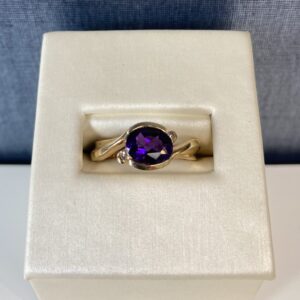 Amethyst and Diamond Yellow Gold Ring