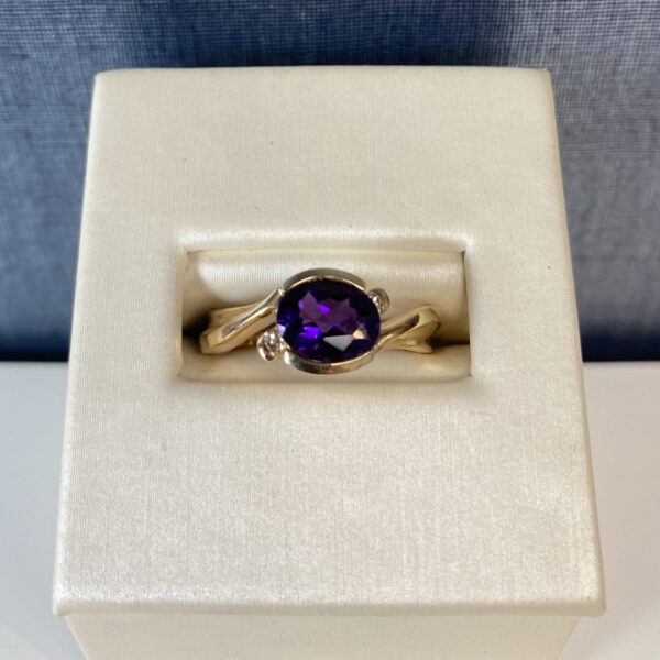 Amethyst and Diamond Yellow Gold Ring