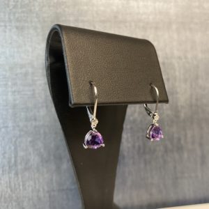 14kw, Amethyst and Diamond Earrings