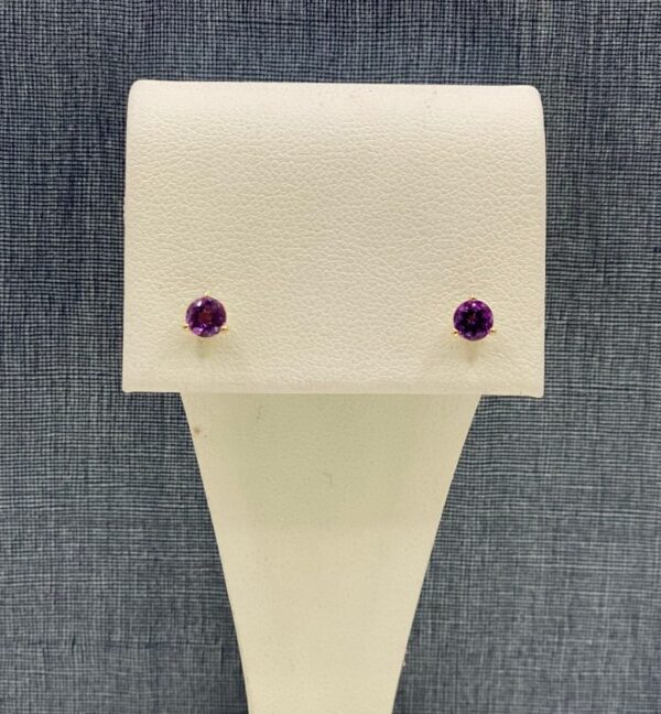 Amethyst and Yellow Gold Studs