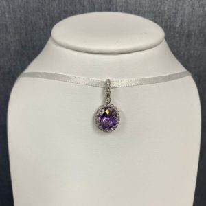 Amethyst and Diamond White Necklace