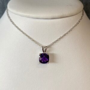 Amethyst Necklace in White Gold