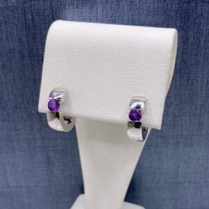 Amethyst in Sterling Silver Hoops