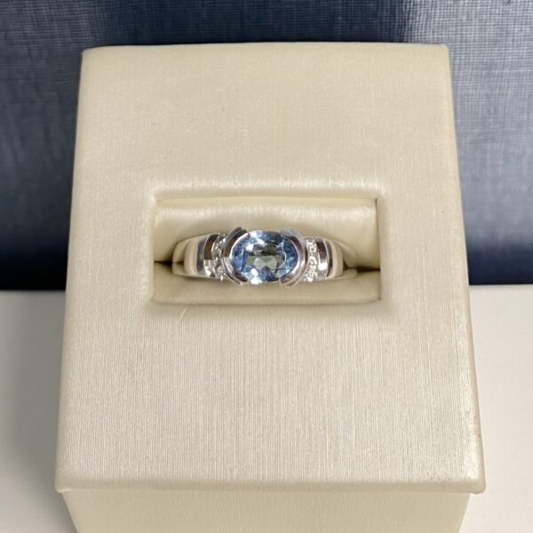 Aquamarine and Diamond White Gold Ring
