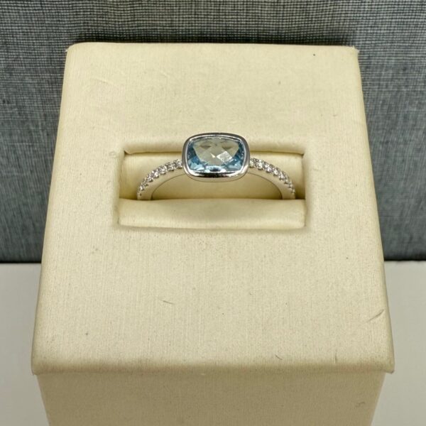 Aquamarine and Diamond Fashion Ring