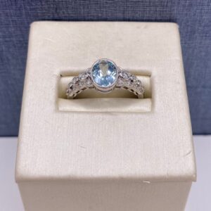 Aquamarine and Diamond Fashion Ring