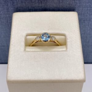 Aquamarine and Diamond Fashion Ring